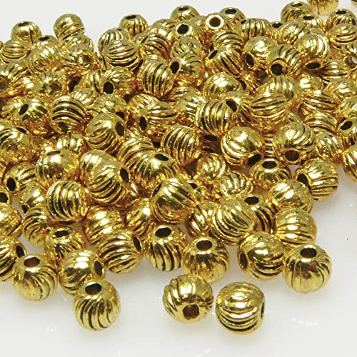 Großpackung 200x Metallperlen 4mm Kugeln Gold Bastelkugeln Metall Perlen -7027 von Schmuck-Traumwelt