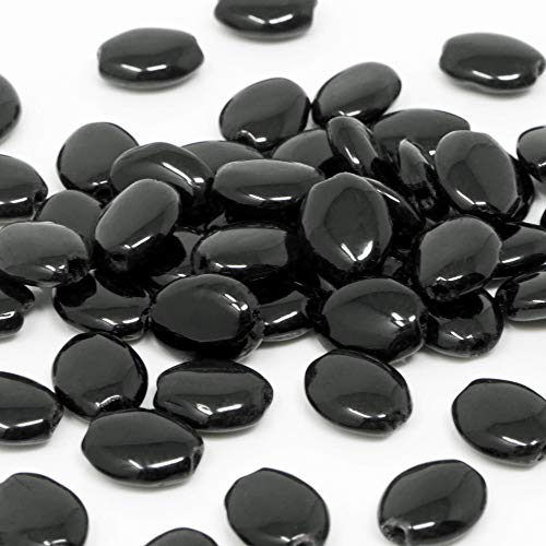 Kleine Glasperlen oval 50 St. schwarz 7 mm Bastelperlen Glas Perlen Beads -1829 von Schmuck-Traumwelt