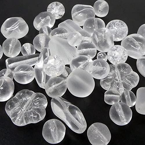 Perlen Mix 40 St. Glasperlen Mischung transparent 5-18 mm Glas Beads -562 von Schmuck-Traumwelt