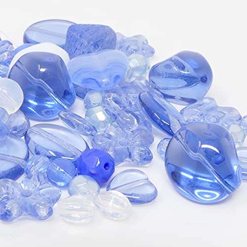 Perlen Mix Glasperlen Mischung arktis blau 5-17mm 60 St. Glas Beads Perlenmix -814 von Schmuck-Traumwelt