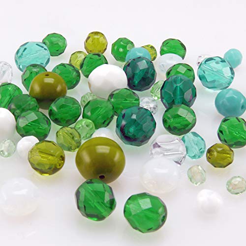 Perlen grün olivgrün 50x Glasschliffperlen Perlenmischung 6-10mm Beads Mix -621 von Schmuck-Traumwelt