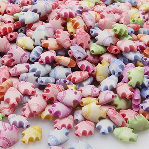 Perlenmix Fische 11mm 500x bunte Acrylperlen Perlenmischung Kinderperlen Perlen von Schmuck-Traumwelt