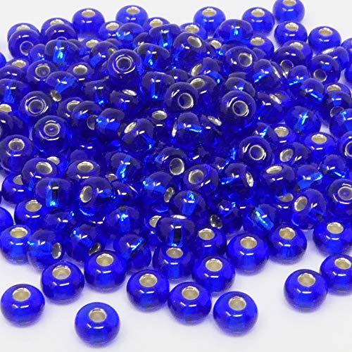 Rocailles 5/0 Glas Perlen mit Silbereinzug 4mm blau 200x Rocaillesperlen -672 von Schmuck-Traumwelt