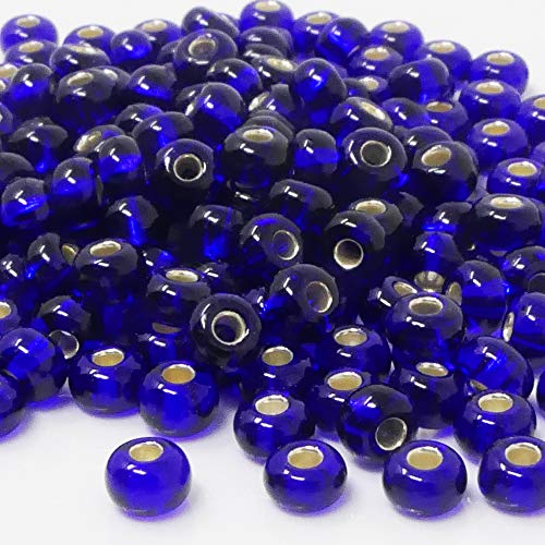 Rocailles 5/0 Glas Perlen mit Silbereinzug 4mm dunkelblau 200x Rocaillesperlen -661 von Schmuck-Traumwelt