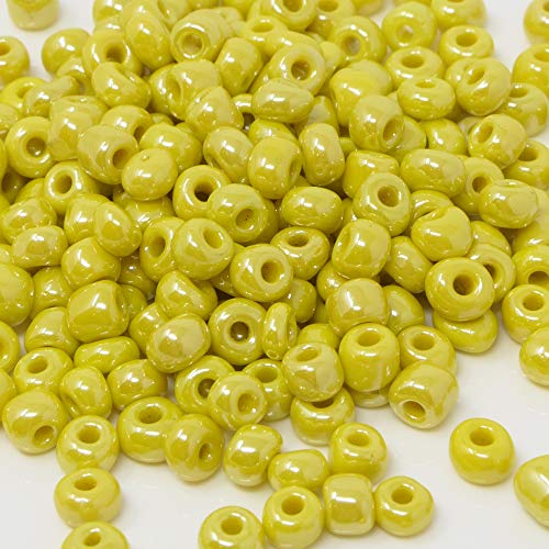 Rocailles Perlen 240 St. Glasperlen gelb opak 4mm Bastelperlen Beads -1817 von Schmuck-Traumwelt