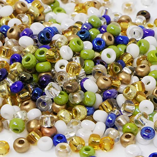 Rocailles Perlenmix 600 Stück Glasperlen 3mm Bunt opak metallic und transparent Indianerperlen zum Auffädeln und Basteln 8/0 von Schmuck-Traumwelt