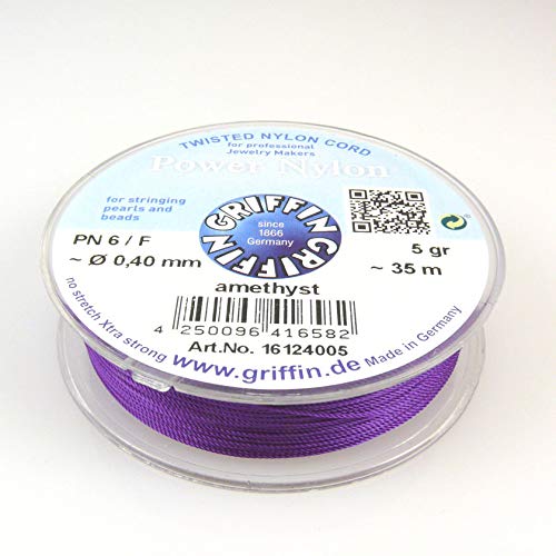 Schmuck-Traumwelt Griffin Power Nylon Perlseide PN6 Ø 0,40mm Amethyst ~35m -1460 von Schmuck-Traumwelt