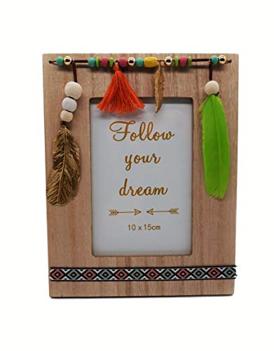 Schmucks HOME Bilderrahmen 10x15 cm Boho Holz Holzbilderrahmen Tischbilderrahmen bunt von Schmucks HOME