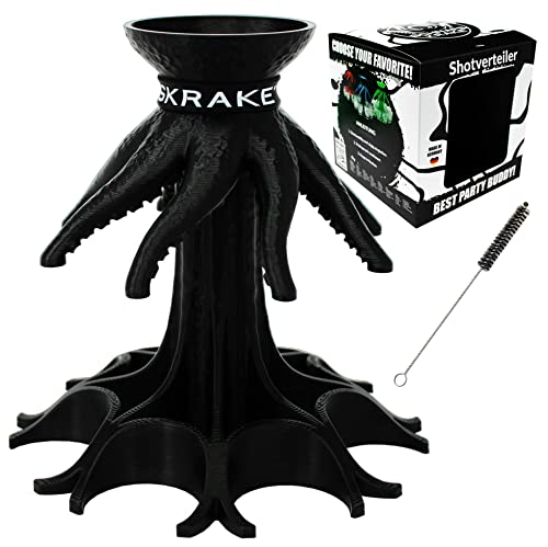 Schnapskrake ® - Schnapsspender für 8 Shots - für Saufspiele und Trinkspiele - Sauf Gadget - Party Zubehör - Schnapsausgießer - Alkohol Geschenke (Black, ohne Gläser) von Schnapskrake