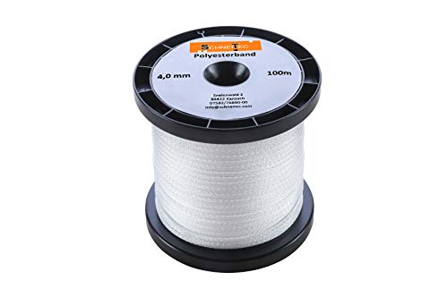 SchneiTec Polyesterband 100% Polyester 4 mm weiß 100 m PES Polyester Kordel Band von SchneiTec