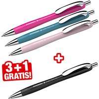 3 + 1 GRATIS: Schneider Kugelschreiber Slider Rave XB farbsortiert Schreibfarbe blau, 3 St. + GRATIS 1 Slider Rave XB schwarz von Schneider