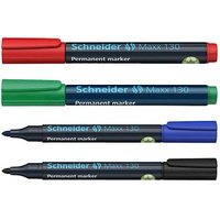 Schneider Maxx 130 Permanentmarker farbsortiert 1,0 - 3,0 mm, 4 St. von Schneider