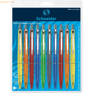 5 x Schneider Kugelschreiber K20 Icy Colours M blau Blisterkarte sorti von Schneider
