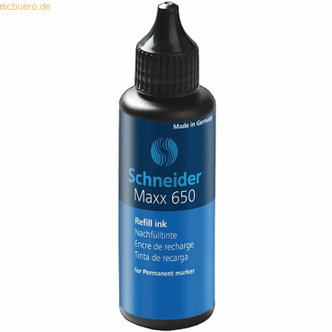 6 x Schneider Permanentmarker Nachfülltusche 650 blau 50ml von Schneider