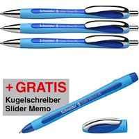 AKTION: Schneider Kugelschreiber Slider Rave XB blau Schreibfarbe blau, 3 St. + GRATIS Schneider Kugelschreiber Slider Memo XB von Schneider