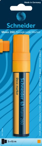 Schneider Blister Maxx 260 Stück 5 Marker Kreide Flüssigkeiten Spitze Extra Large Tinte orange von Schneider
