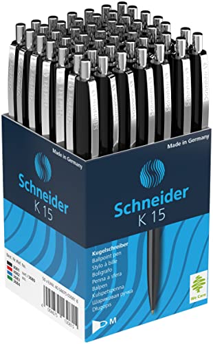 Schneider 3081 K15 Kugelschreiber (dokumentenecht, Strichstärke: M, Schreibfarbe: schwarz) 50 Stück, schwarz von Schneider