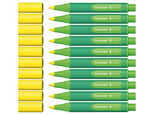 Schneider Link-It Fasermaler (Filzstifte mit 1,0 mm Strichstärke, einfach zusammenstecken und beliebig kombinieren) 10 Stück, Gelb von Schneider