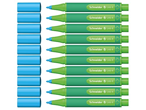 Schneider Link-It Fasermaler (Filzstifte mit 1,0 mm Strichstärke, einfach zusammenstecken und beliebig kombinieren) 10 Stück, Hellblau von Schneider