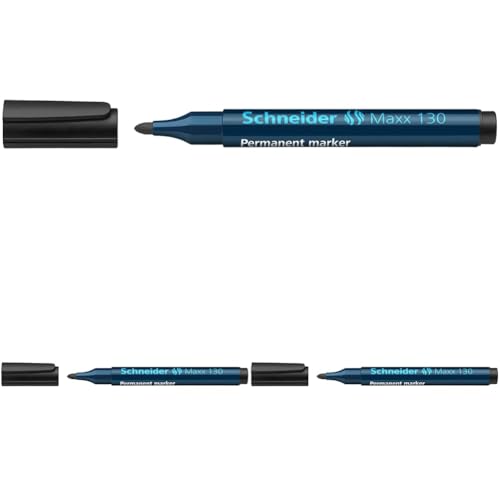 Schneider Maxx 130 Permanent-Marker (Strichstärke: 1-3 mm, nachfüllbar), Schwarz (Packung mit 3) von Schneider