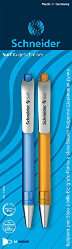 Schneider 73060 Schreibgeräte Kugelschreiber Surf, M, blau, 2er Blisterkarte sortiert von Schneider