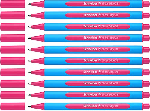 Schneider 152209 Slider Edge XB Kugelschreiber (Strichstärke: XB, dokumentenecht, Dreikant-Stift) 10er Packung pink von Schneider