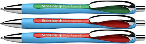 Schneider 132597 Slider Rave XB Lehrer Korrekturset (3er Set Kugelschreiber, 2x rot, 1x grün, Strichbreite XB) von Schneider