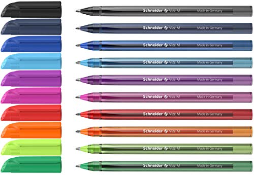 Schneider 102290 Vizz Kugelschreiber (Für leichtes und schnelles Schreiben, Schaft in Schreibfarbe, Strichbreite M) 10 Stück von Schneider