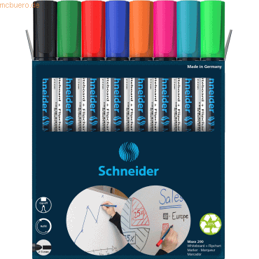 Schneider Whiteboard- und Flipchartmarker 290 VE=8 Stück sortiert von Schneider