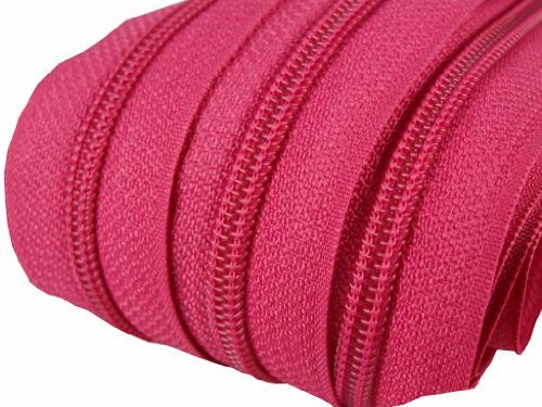 1 m endlos Reißverschluss 5 mm Laufschiene + 2 Zipper Meterware teilbar Farbwahl (rosa) von Schnoschi