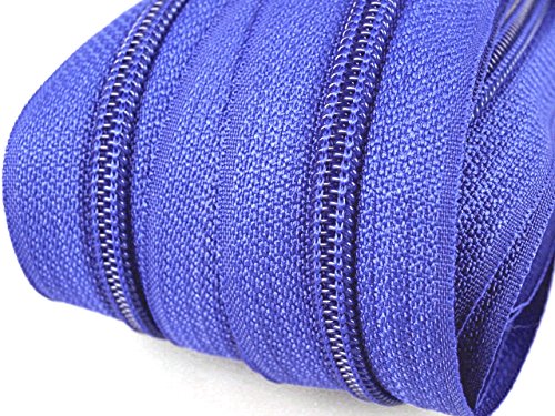 1 m endlos Reißverschluss 5 mm Laufschiene + 2 Zipper Meterware teilbar Farbwahl (royalblau) von Schnoschi