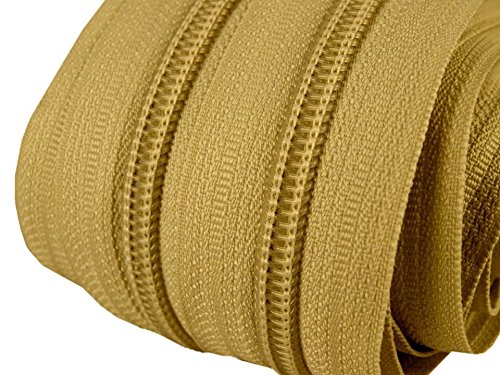 2 m endlos Reißverschluss 5 mm Laufschiene + 5 Zipper Meterware teilbar Farbwahl (gold) von Schnoschi