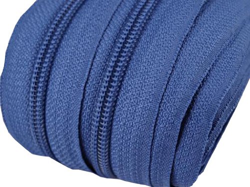 2 m endlos Reißverschluss 5 mm Laufschiene + 5 Zipper Meterware teilbar Farbwahl (mittelblau) von Schnoschi