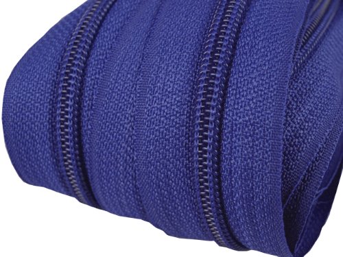 2 m endlos Reißverschluss 5 mm Laufschiene + 5 Zipper Meterware teilbar Farbwahl (royalblau) von Schnoschi