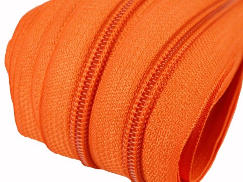 2 m endlos Reißverschluss 5 mm Laufschiene + 5 Zipper Meterware teilbar Farbwahl (orange) von Schnoschi