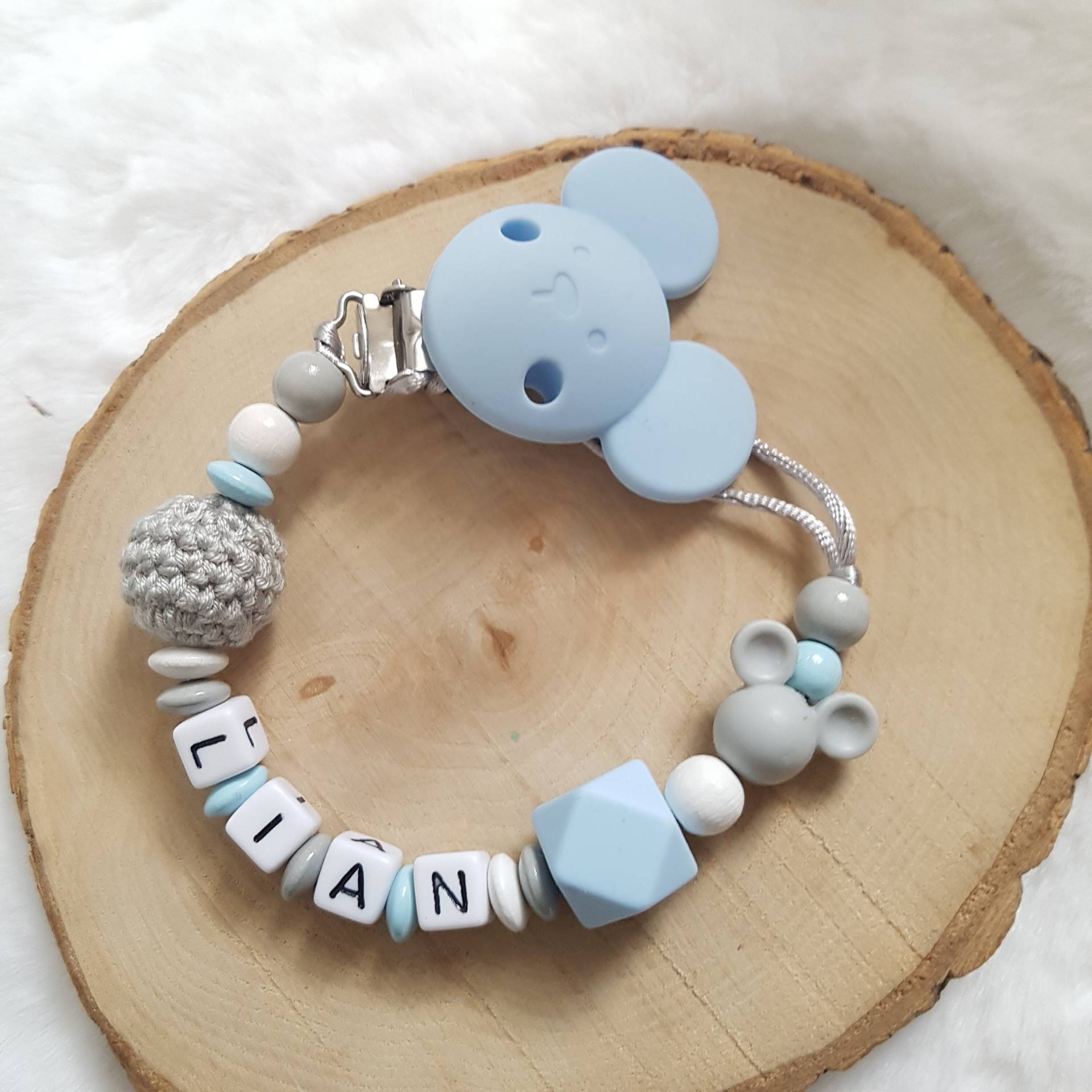 Schnullerkette Micky Maus | Mit Namen Schnullerban Babygeschenke Personalisiert von SchnullerkettenHaSi