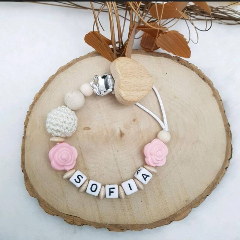 Schnullerkette Mit Namen | Mädchen Babygeschenke Zur Geburt Schnullerband Personalisiert von SchnullerkettenHaSi