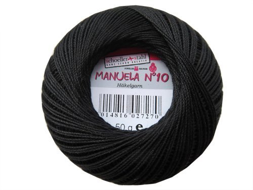 Schoeller Manuela Filethäkelgarn 100% Baumwolle 2.5 mm Schwarz Garn von Schoeller