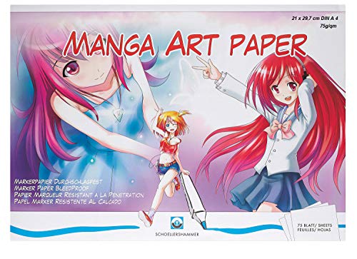 Schoellershammer Honsell 23100 - Manga Art Paper Block, Markerpapier, DIN A4, 75 g/m², 75 Blatt, hellweiß, durchschlagfest, säurefrei und alterungsbeständig von Schoellershammer