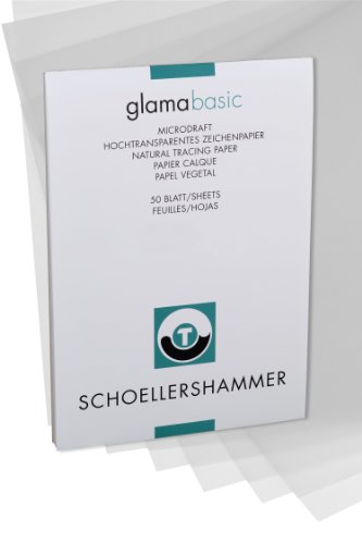 Honsell 25508 - Schoellershammer Glama Microdraft hochtransparentes Zeichenpapier, DIN A4 Block mit 50 Blatt, 90 – 95 g/m², für technische Zeichnungen, Skizzen mit Bleistift, Filzstift, Tusche von Schoellershammer
