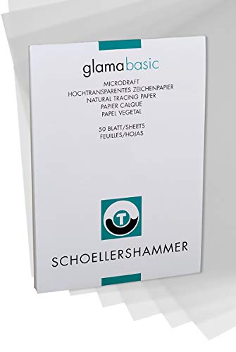 Honsell 25514 - Schoellershammer Glama Microdraft hochtransparentes Zeichenpapier, DIN A4 Block mit 50 Blatt, 110 – 115 g/m², für technische Zeichnungen, Skizzen mit Bleistift, Filzstift, Tusche von Schoellershammer