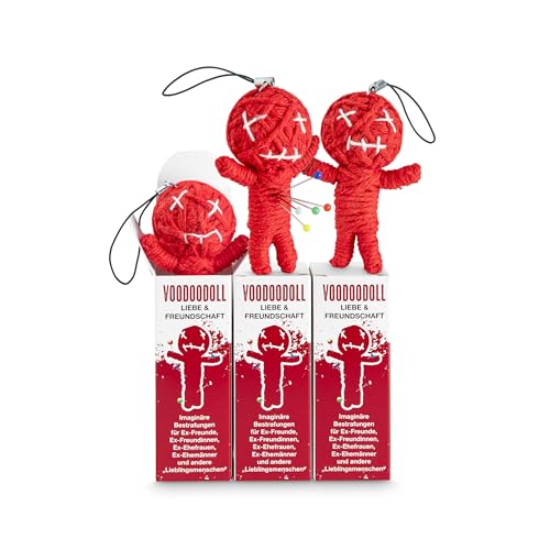 Voodoo Puppe Liebe & Freundschaft 3er-Pack Voodoo Doll Imaginäre Bestrafungen für Ex-Freunde/-Freundinnen, schlechte Freunde und weitere „Lieblingsmenschen“ Geschenk im Karton 5 x PRYM Stecknadel von Schöne Güter