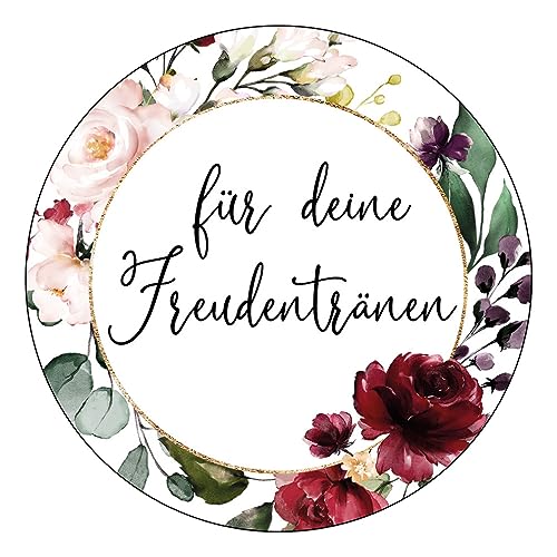 Schokoladenseite 48 x Aufkleber Für deine Freudentränen - 40 mm, Design Dusty 19030240, Sticker geeignet für Hochzeit Gastgeschenk Taufe Kommunion Geburtstag Feste Geschenke Präsente von Schokoladenseite