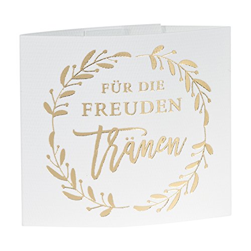 10 x Banderole Freudentränen weiß gold Hochzeit Taschentücher von Schokoladenseite