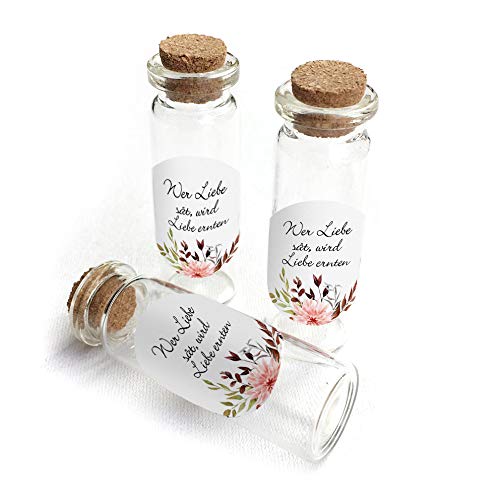 Schokoladenseite 40 Stück 12 ml Mini Glasflaschen Herbst Pastell 19090530 geeignet für Hochzeit Gastgeschenk Taufe Kommunion Geburtstag Feste Geschenke Präsente Blumensamen von Schokoladenseite