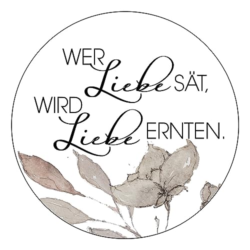 Schokoladenseite 48 x Aufkleber Blumensamen - Wer Liebe sät - 40 mm, Design Cotton 19060540, Sticker geeignet für Hochzeit Gastgeschenk Taufe Kommunion Geburtstag Feste Geschenke von Schokoladenseite