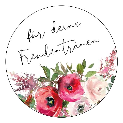 Schokoladenseite 48 x Aufkleber Für deine Freudentränen - 40 mm, Design Watercolourflower 39010240, Sticker geeignet für Hochzeit Gastgeschenk Taufe Kommunion Geburtstag Feste Geschenke Präsente von Schokoladenseite