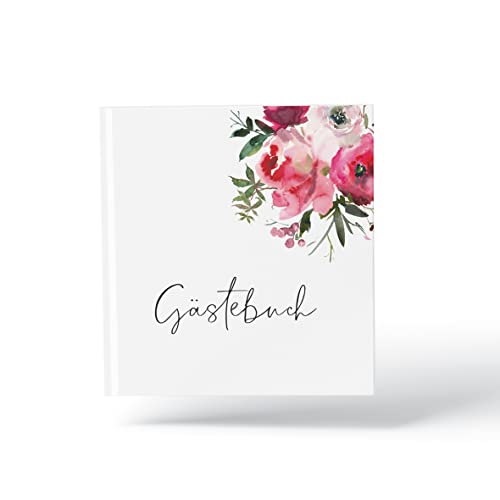 Schokoladenseite Gästebuch Hochzeit mit Blumenmuster geeignet für Hochzeit Gastgeschenk Taufe Kommunion Geburtstag Konfirmation (Watercolourflower) von Schokoladenseite