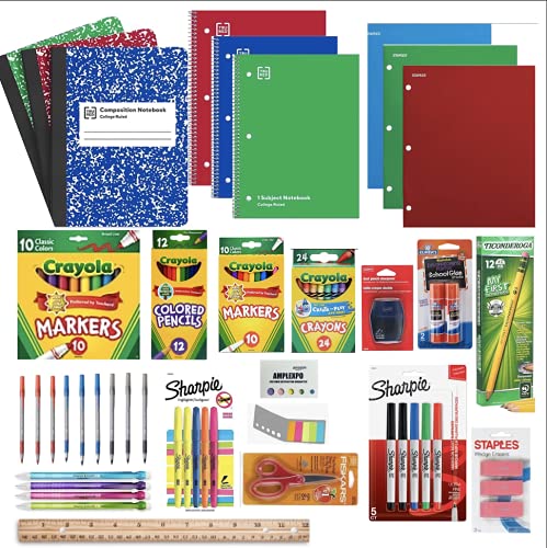 Vowdicua100+ teiliges Schulbedarfsset – Schulzubehör enthält Ordner, Notizbücher, Bleistifte, Stifte und vieles mehr von School Supplies