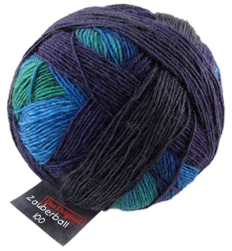 Schoppel Zauberball 100 Strickgarn, 100g, 400m Lauflänge, 100% Schurwolle, einzigartiger Farbverlauf (2179 Blautkraut bleibt Blaukraut) von Schoppel Wolle